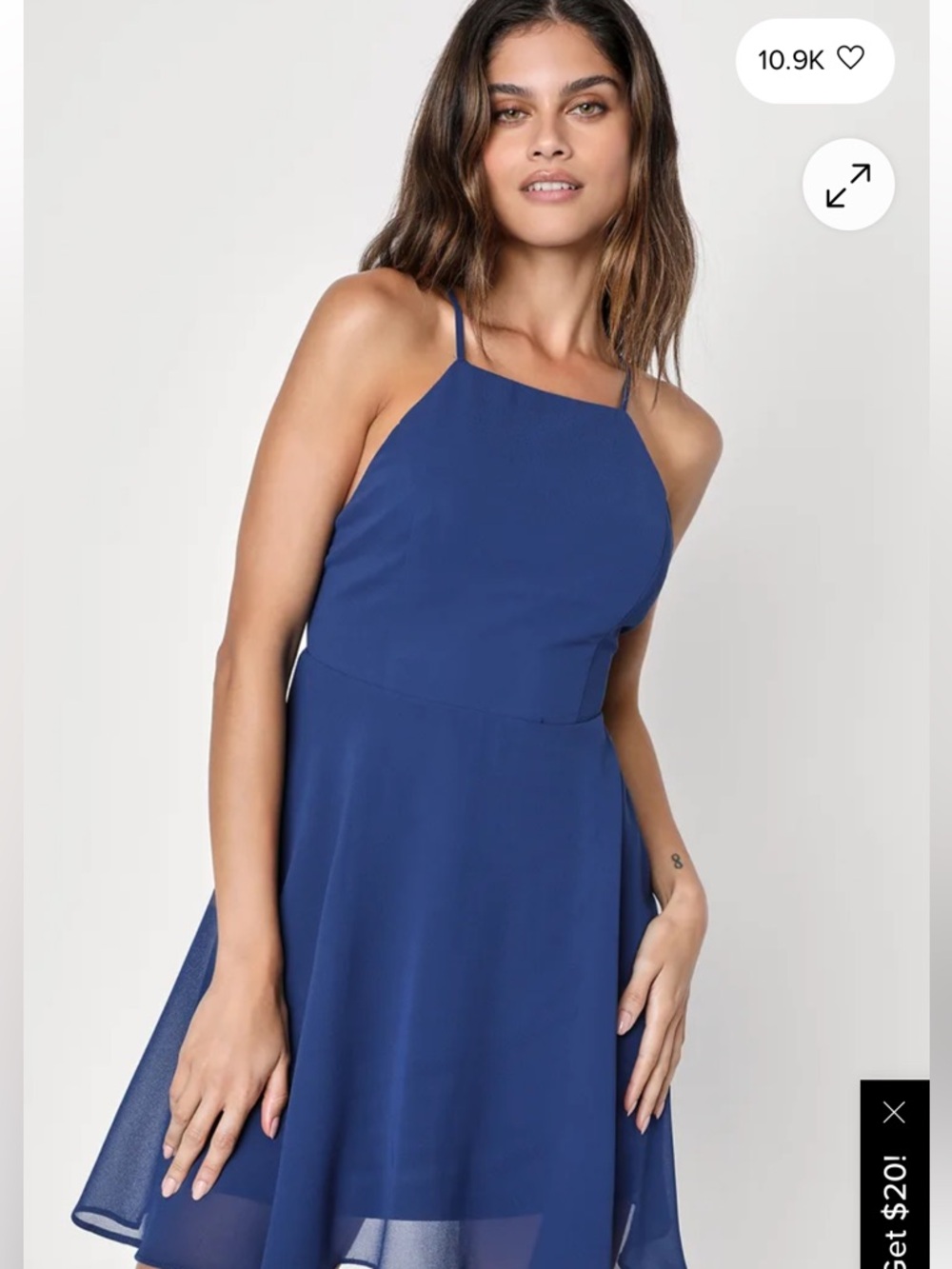 Silence + Noise Chiffon Mini Dress M | Open Back Strappy Cocktail Dress